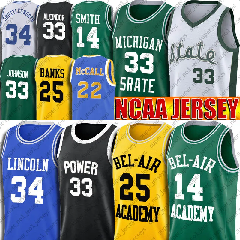 Throwback Bel Air Academy 14 Will Smith Fresh Prince Jersey 25 Carlton Banks Lincoln 34 Jesus Shuttlesworth Jerseys 22 McCall Movie Jersey Leonard Bias Alcindor Bird