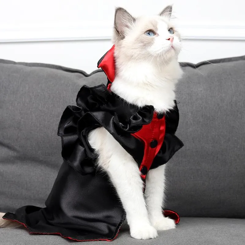 Halloween Cat Costume Clothing Cloak Pet Vampire Cape Cat Dog Cosplay Costume Pet Costumes Apparel Soft Fabric Interesting Design for Dog and Cats 