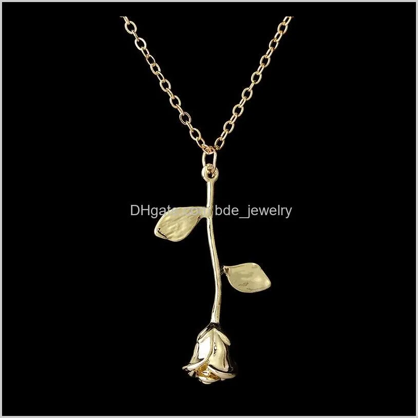 rose necklace gold color personalized custom charm necklace final rose flower movie jewelry women -p