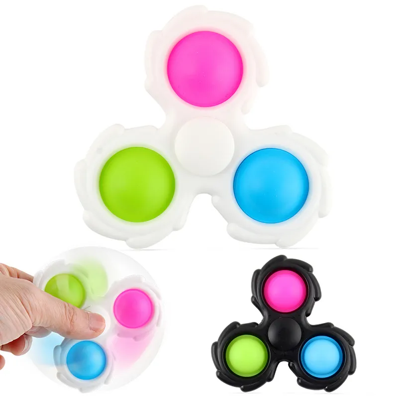 Push Bubble Pop Fidget Spinner Party Favor Mode Bubbels Sensory Decompressie Figit Speelgoed Zwart Wit Spinners Groothandel