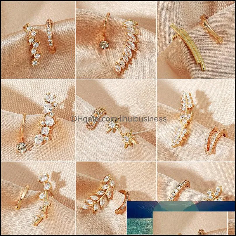 Bohemian Crystal Rhinestone Ear Cuff Earrings for Women No Piercing Wrap Stud Clip Earrings Girl Trendy Earrings Jewelry Bijoux