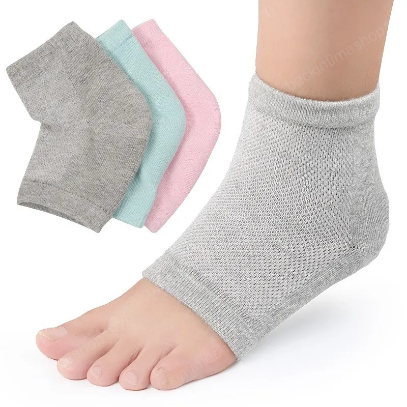 Chaussettes en coton colorées Peds Doublure anti-fissuration Chaussettes à talon Doux élastique en silicone Hydratant Pied Soins de la peau Talon Protection des pieds