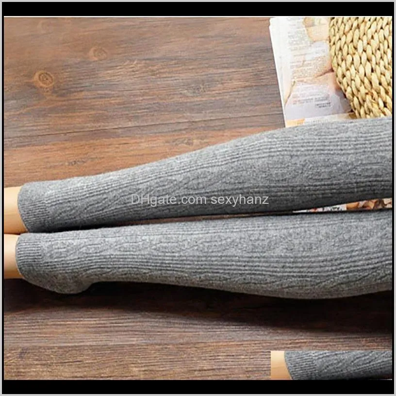 over knee women winter warm wool solid long leggings thicken pile socks boot covers beenwarmers girls lwb014