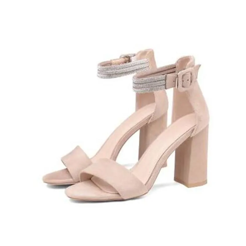 Dress Shoes Women Sandals Ankle Strap Thick High Heels Summer Gladiator Fashion Open Toe Party Sandal Plus Size 33-43