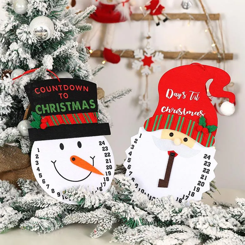 Christmas Decorations Creative Cartoon Santa Claus Countdown Calendar Xmas Tree Felt Calendar Pendant w-01155