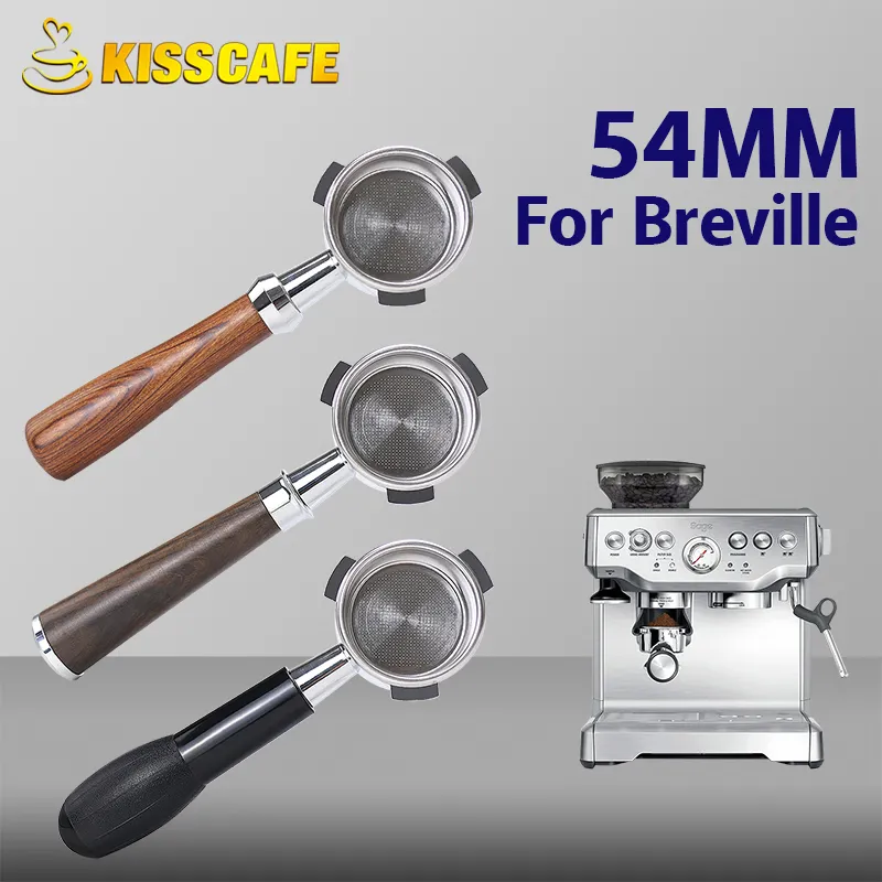 54mm kaffe bottenlös portafilter för salvia / breville 870/878/880 Filterkorg ersättning Espresso maskin Barista tillbehör 220309