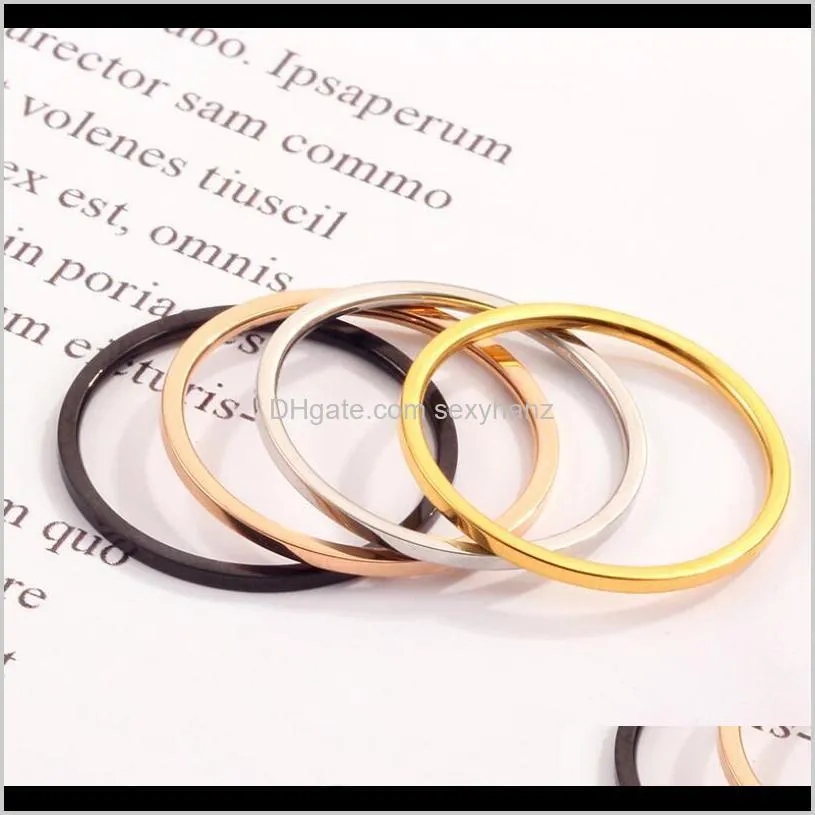 simple 1mm fine tail ring smooth titanium steel lady`s ring metal alloy adjustable lady rings gold silver black rose gold jewelry size