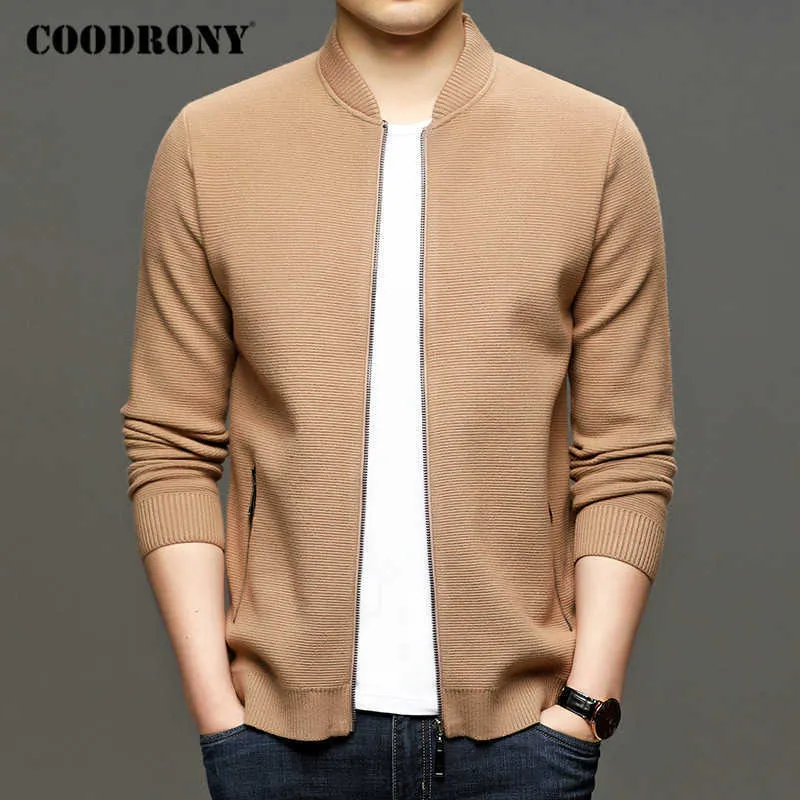 Coodrony varumärke cardigan män mode casual streetwear tröja kappa toppkvalitet hösten vinter tjocka varma ull cardigans c1198 210909