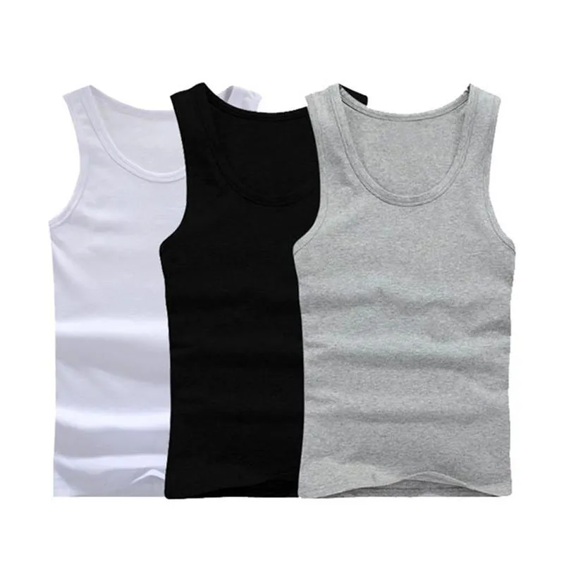 Heren tanktops 3 -delige/partij !!2023 Heren zomer slanke fit katoen vast ondergoed mannen kwaliteit casual mouwloze tee pack van