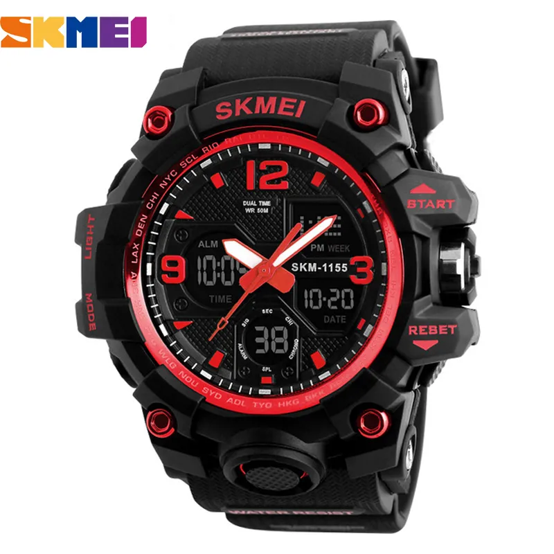 メンズデジタル腕時計SKMEIブランドファッションミリタリー耐衝撃性クロノグラフ防水スポーツウォッチRelojes Digitales de Hombre X0524