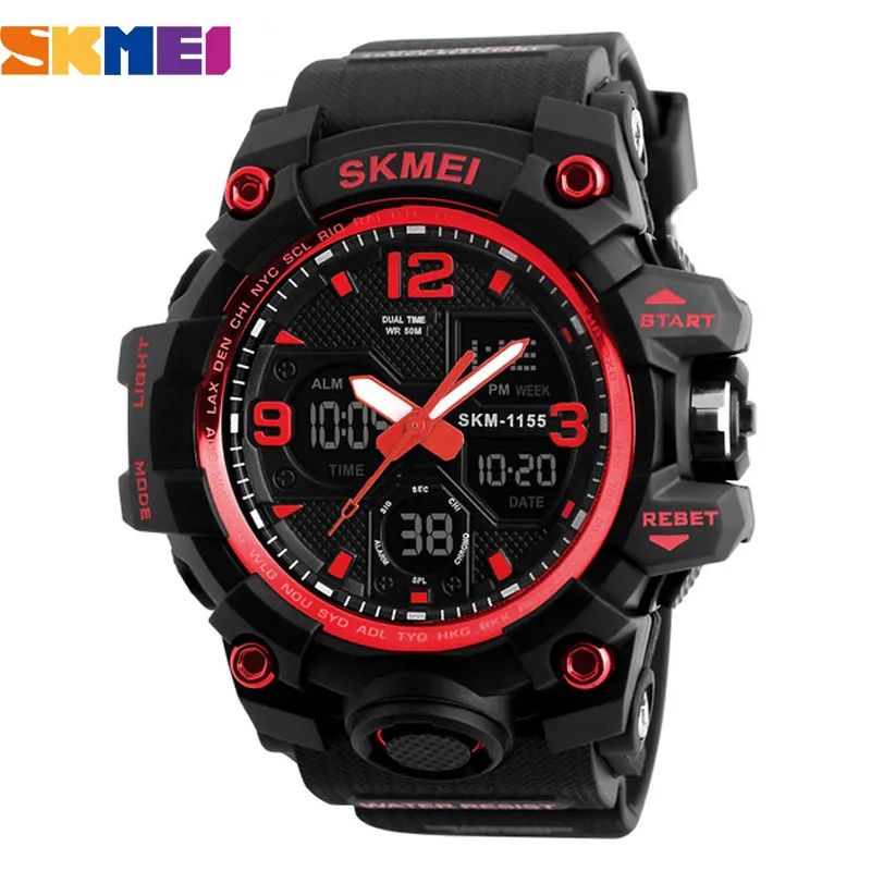 الرجال الرقمية المعصم skmei ماركة أزياء العسكرية صدمات الكرونوغراف للماء الرياضة ووتش relojes de hombre x0524