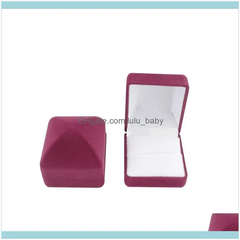 Jewelry Pouches, Bags Square Shape Velvet Box For Jewellery Ring Wedding Gift Earring Organizer Container Trinket Case Organizad 1pcs