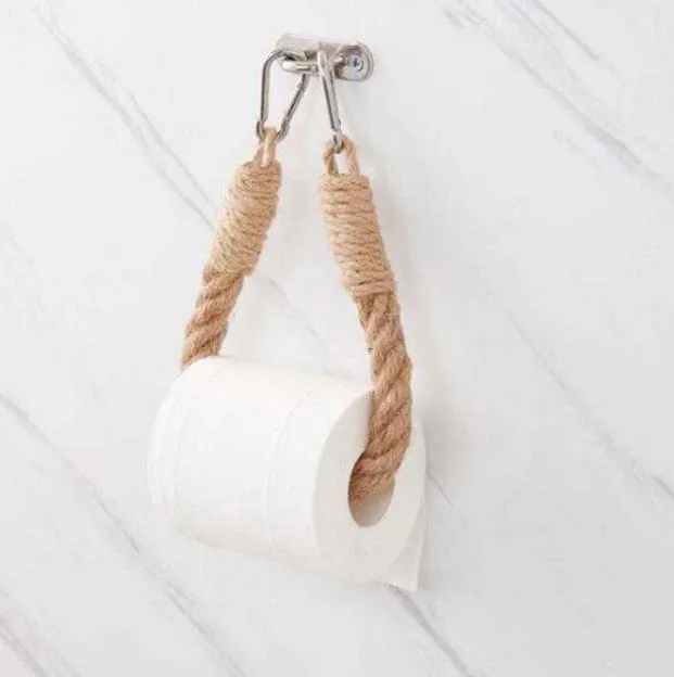 Toilet Paper Holders Shelves For Toilets Vintage Towel Hanging Rope Tissue Holder Home Hotel Bathroom Decoration Supplies