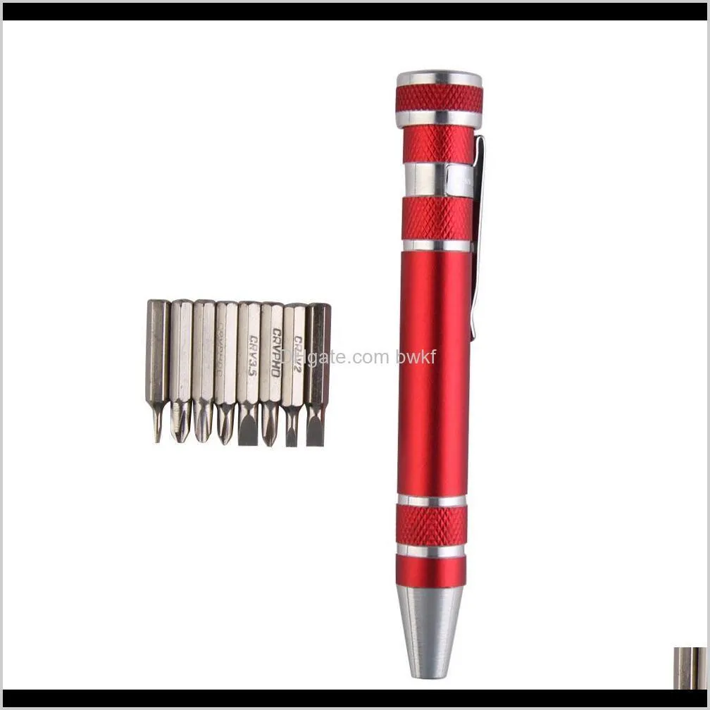 8 in 1 screwdriver set aluminum precision pen screw driver kit pen style repair tools for mobile phone multi-tool