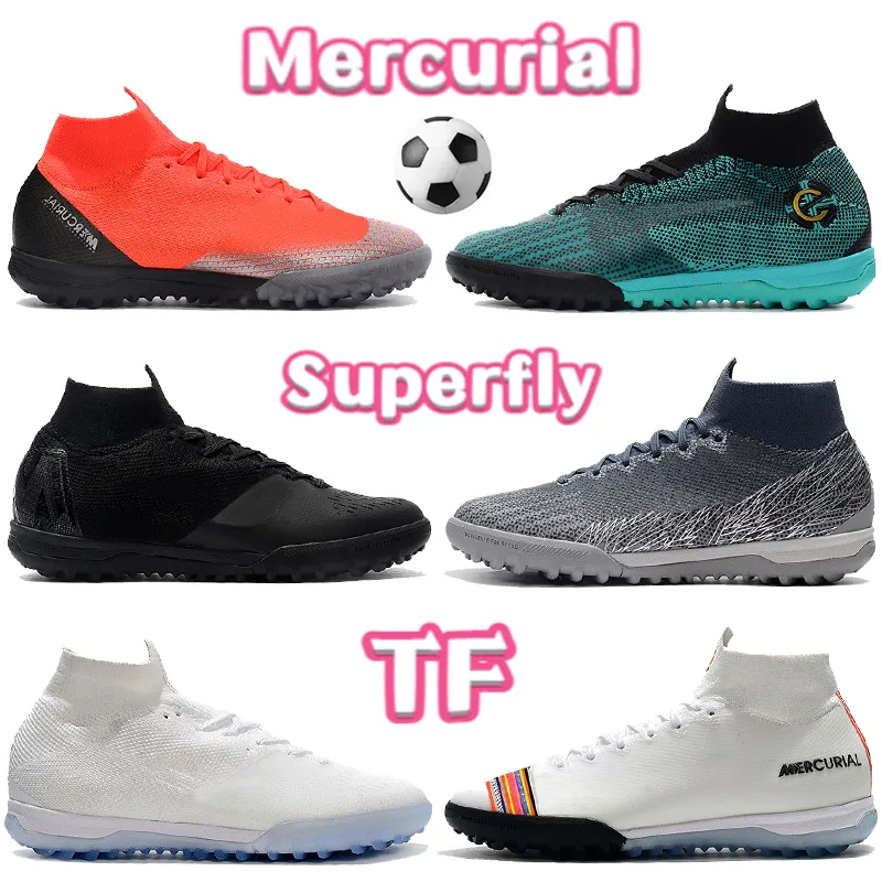 2022 Superflyx de Mercurial 6 Elite TF Futebol Cleats Sapatos CR7 Branco Ouro Preto Brilhante Carmesim Lobo Cinza Total Laranja Futebol Botas de Futebol Mens Designer Sneakers
