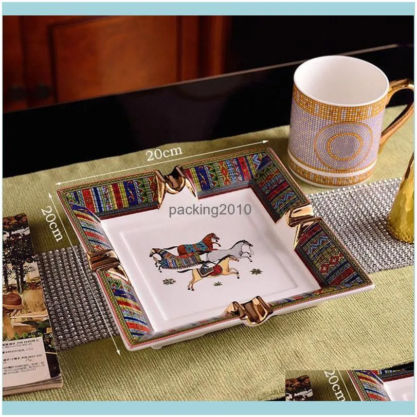 Good quality Ceramic Animal pattern Porcelain Ashtray Luxurious 2 Holder Cigar Ashtrays Home Desk Decor Festival Gift