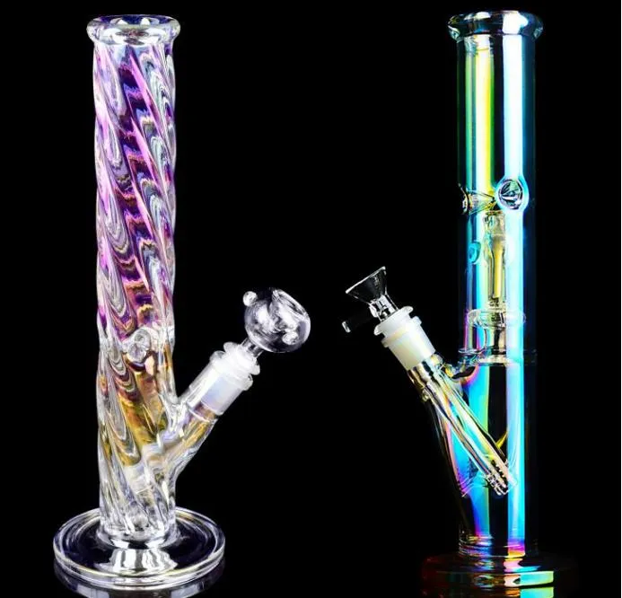 Hookahs Tube Bongs Rainbow Glass Bong Lysous Olje DAB Dabber Rigs Rör för rökning