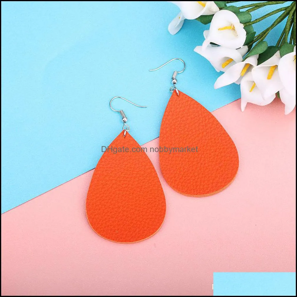 Fashion Boho Petal Drop Earrings National Wind Drops Leather Teardrop Earrings Women Girl Ear Hook Jewelry