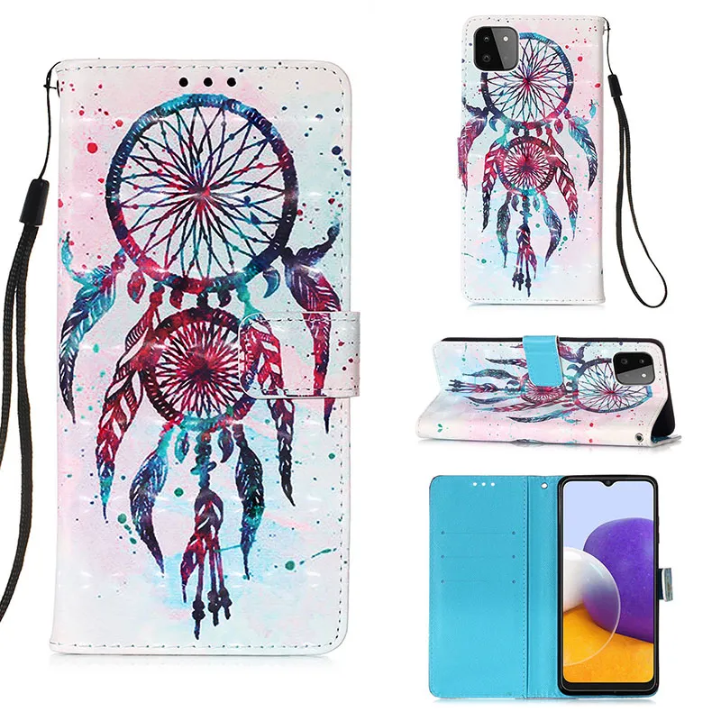 3D Bling Wallet Leather Cases for Samsung A82 5G A22 4G S21FE MOTO G50 G100 Xiaomi 11 lite Cartoon butterfly Owl Skull Dream Flower Unicorn flip strap ID Card cover