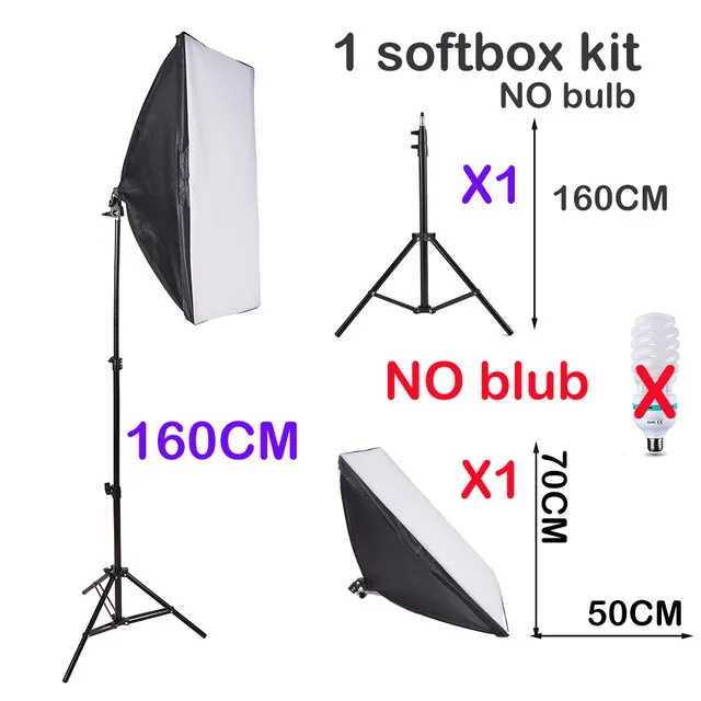Softbox fotografico professionale Softbox luminoso con treppiede E27 Lampadina fotografica Sistema di luce continua per studio fotografico