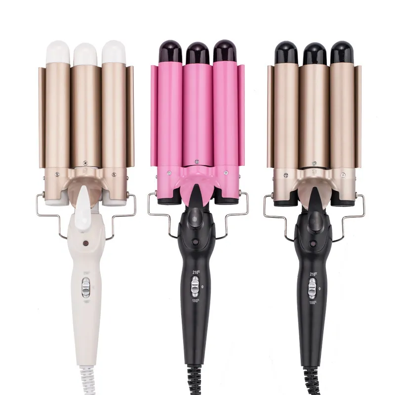 Prodotti per la cura professionale Ferro arricciacapelli Ceramica Triple Barrel Bigodino Ferri Capelli Wave Waver Strumenti per lo styling Hair Styler Wand255V