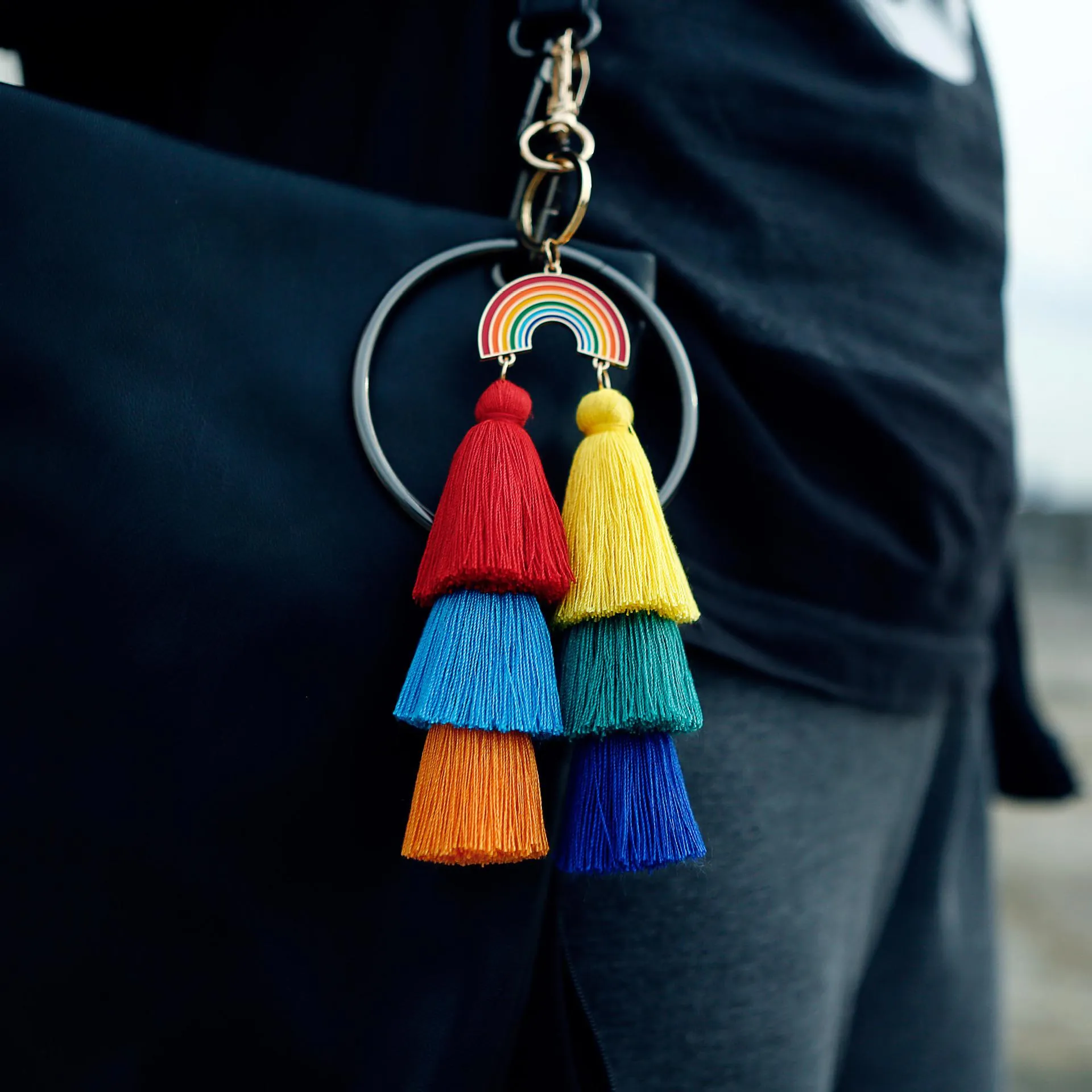 Rainbow Hanging European American Wave Handmade West Miya Cotton Roller Bag Pendant Car Keychain Jewelry Aessory Jllcoc