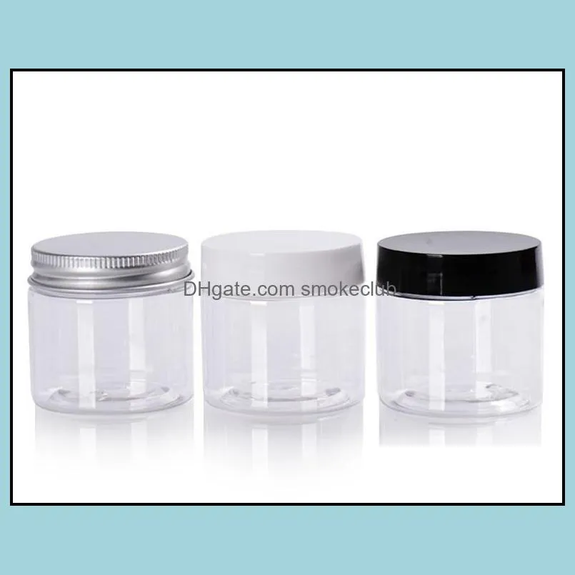 50g 50ml plastic container jar clear blue green color with black aluminum cap cosmetic cream makeup container SN4263