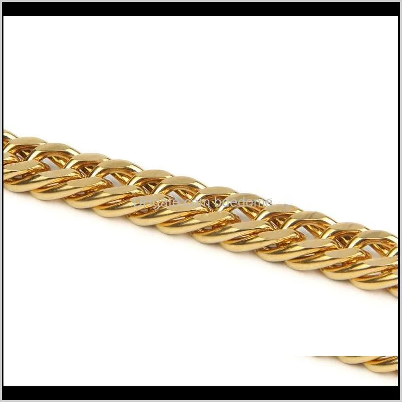 fashion mens hip hop bracelets jewelry gold  cuban link chain 12mm stainless steel bracelet