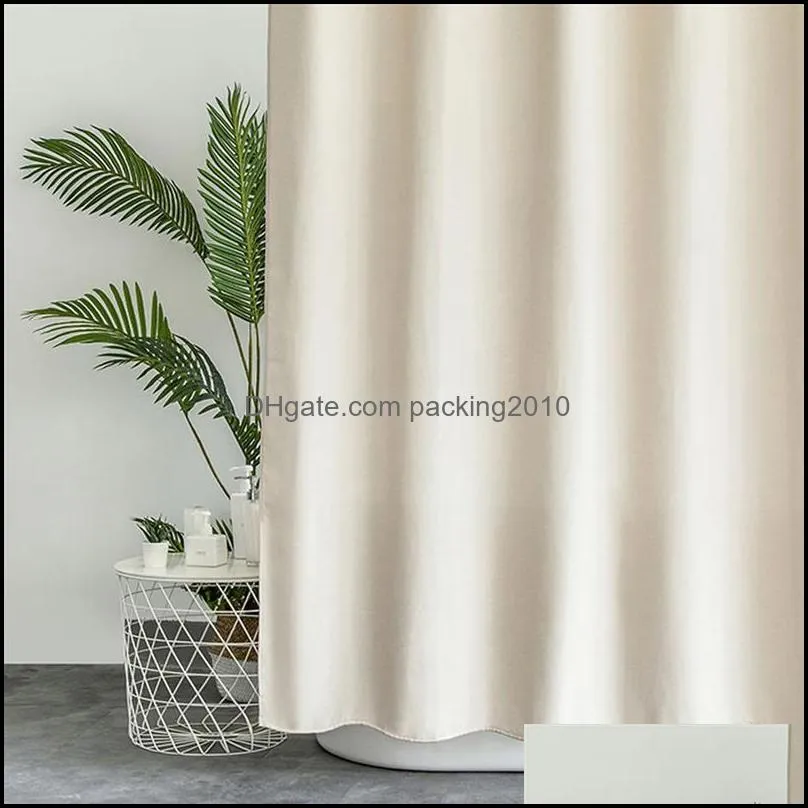 Polyester Fabric Shower Curtain With Hooks Waterproof Plastic Bath Screens Solid Color Eco-Friendly Bathroom Curtains Home Decor