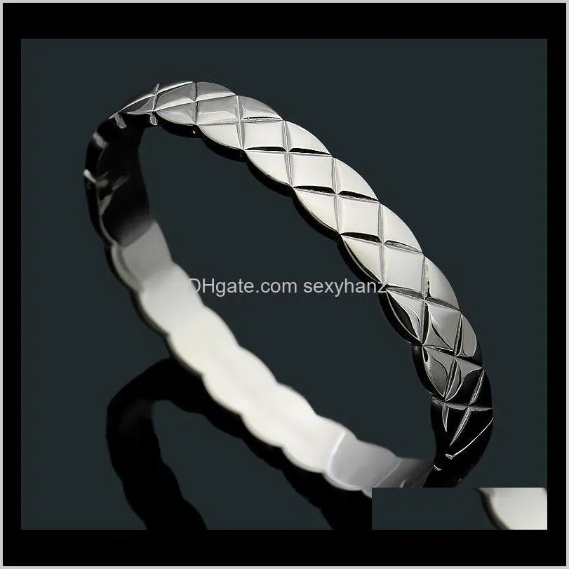 new brand stainless steel hard bracelet 18k gold rose silver ribbed bracelet for fashion men and women cocktail party and couple gift