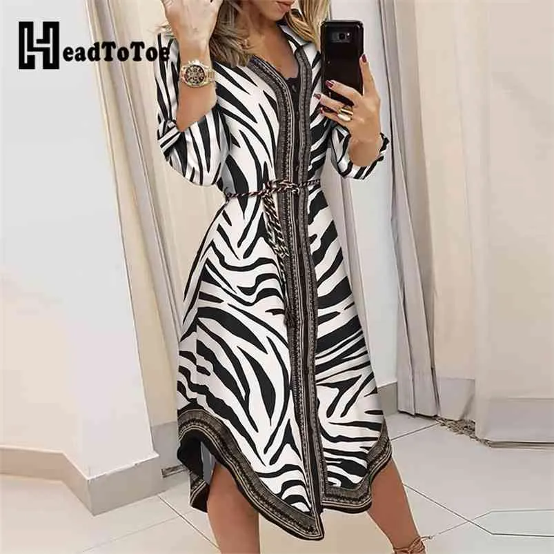 Zebra impressão irregular camisa casual vestido 210623