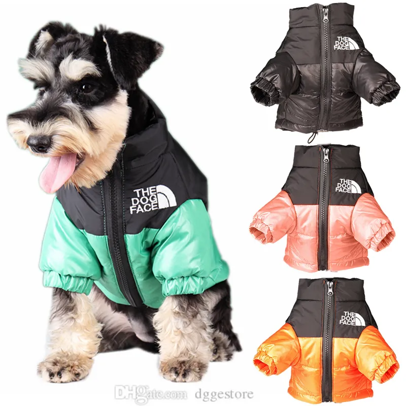 Ciepłe kurtki dla psów Pies Twarz Projektant Odzież dla psów Zima Grube wiatroodporne ubrania dla zwierząt domowych dla małych średnich i dużych psów Sznaucer buldog francuski Czarny 3XL A289