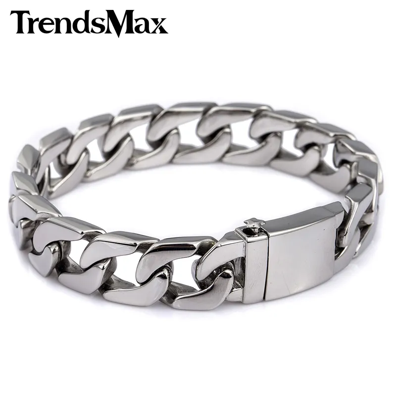 Men's Curb Link Chain Wristband 316L Stainless Steel Bracelet For Male Jewelry Drop Whole 13mm KHB83