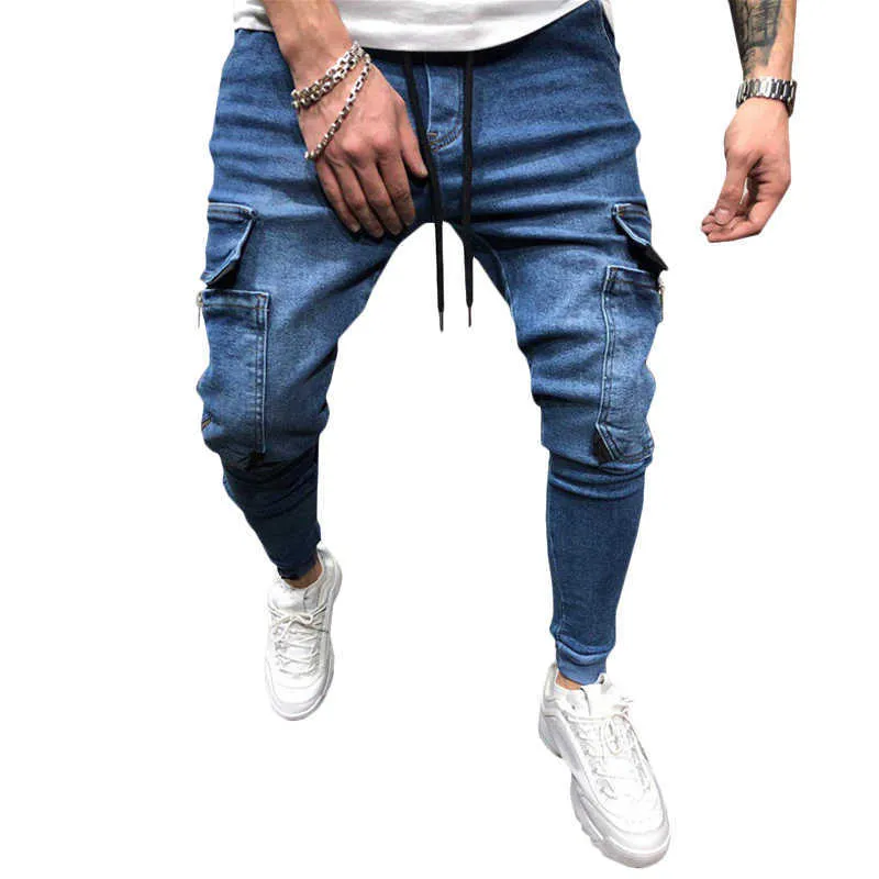 男性服ヒップホップハーレムパンツ男性ジーンズスポーツズボンジョガーズ#w x0621のためのポケットファッションカジュアルパンツジーンズ