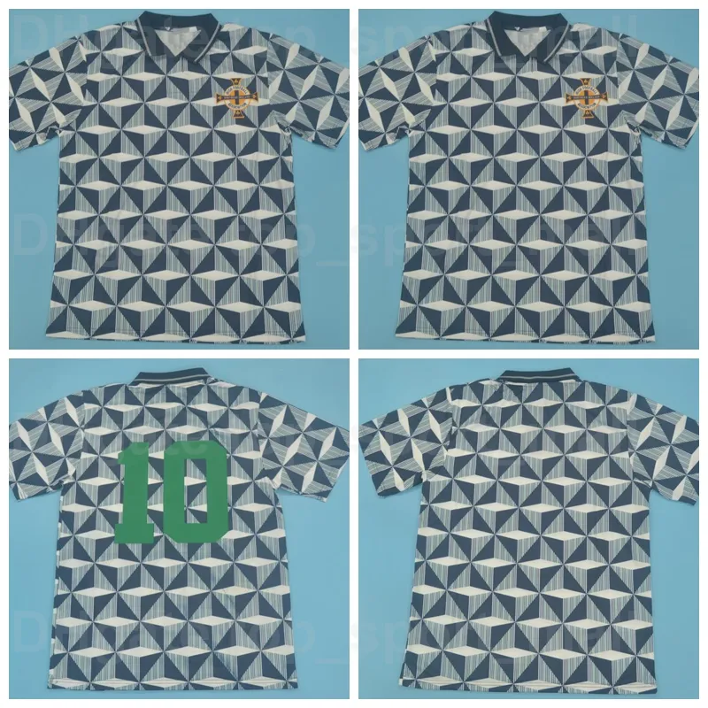 1990 1991 1992 1993 Nationaal Team Noord-Ierland Retro Jerseys Vintage Klassieke Soccer Team Kleur Marineblauw Aangepaste Naam Nummer Voetbal Shirt Kits Uniform
