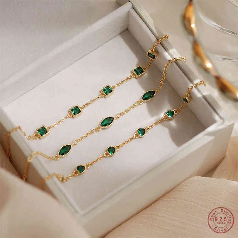 925 Sterling Sier Simple Emerald Bracelet For Women Light Luxury Temperament Mother's Day Jewelry Gift
