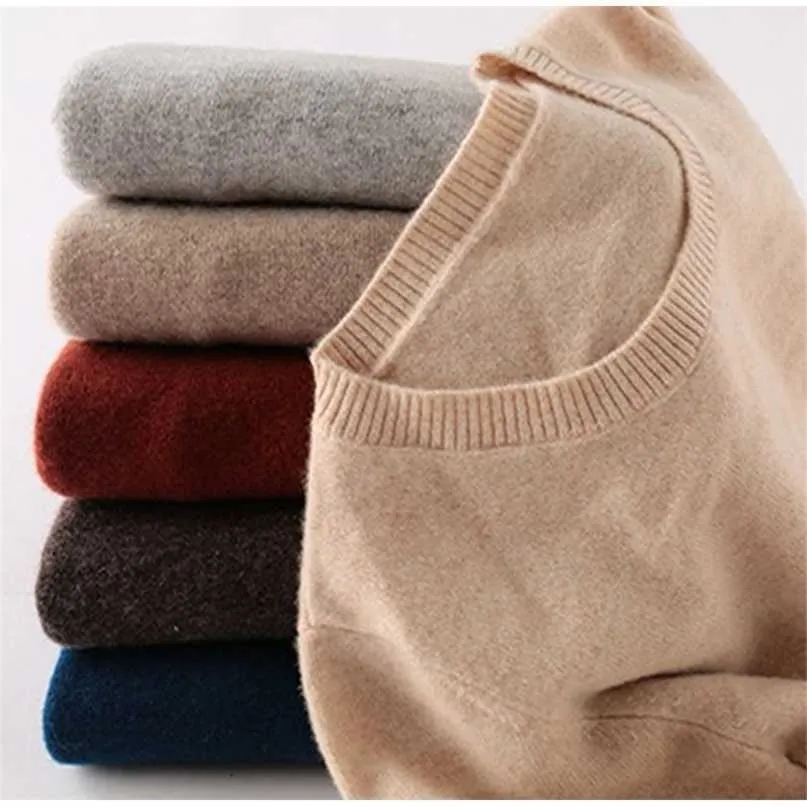 100% lana merino maglione di cachemire donna autunno inverno caldo morbido o-collo manica lunga pullover lavorato a maglia maglione Femme 211011