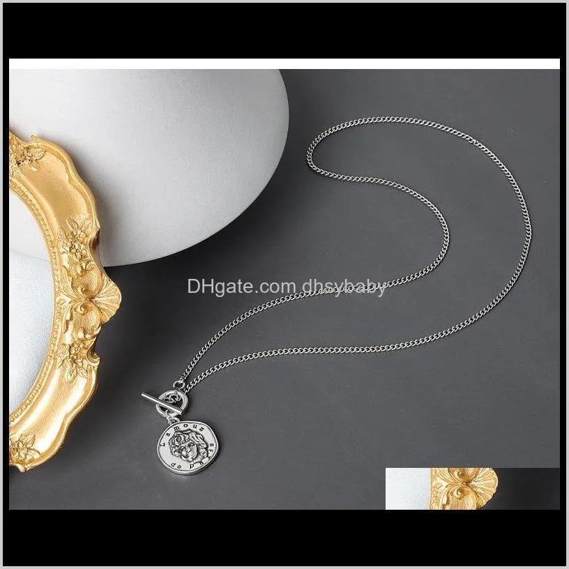 s925 sterling silver customized meteor coin necklace women`s taiyin retro round brand cool wind niche cross border popular necklace