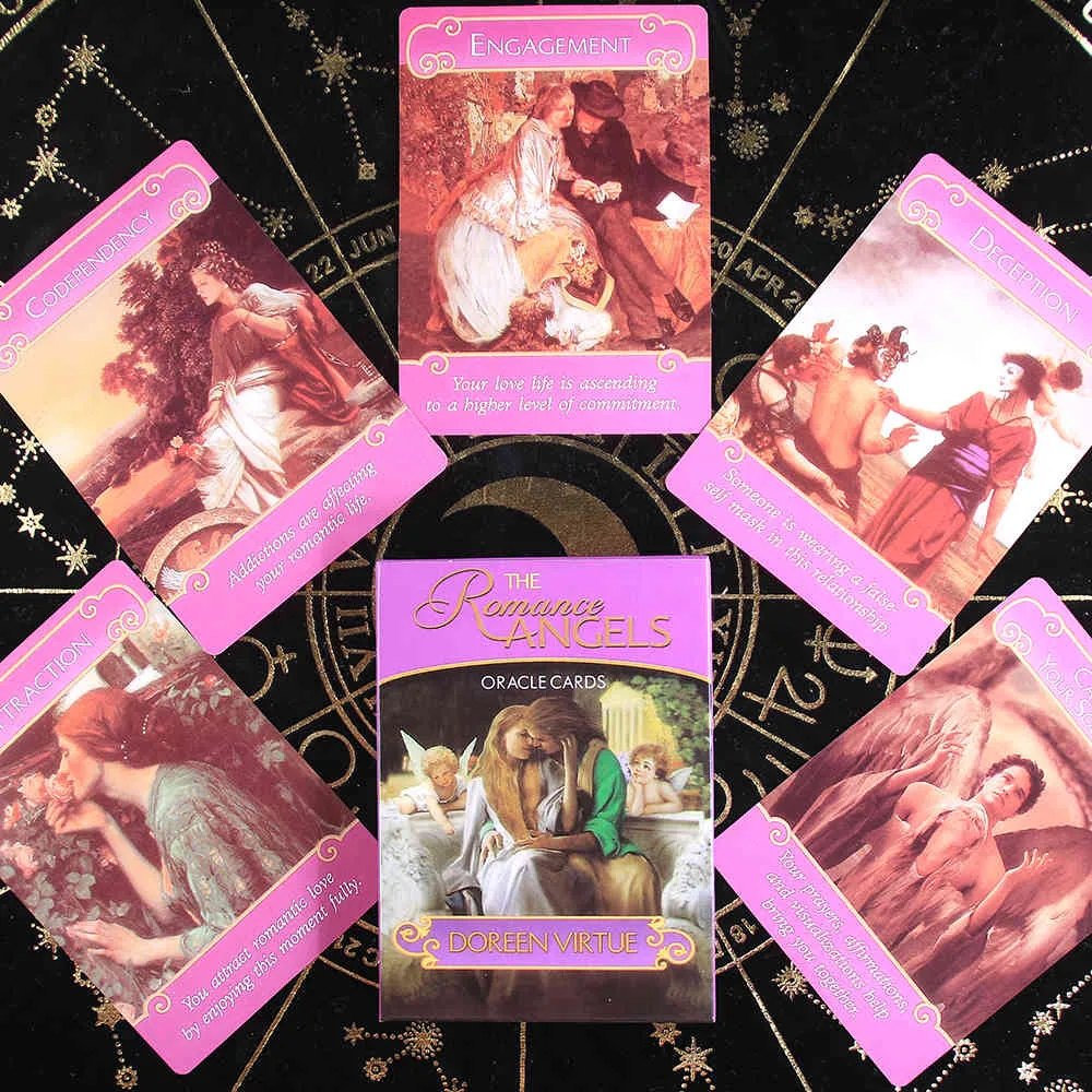 The Angels Tarot Deck | The 44 Romance Angel Oracles Cards by Doreen Excellue Rare من طباعة لعبة اللوحة