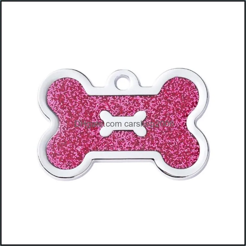 Bone Glitter Dog Cat ID Tag Dog Accessories Engraved Cat Puppy Name Tag Phone Number GWE10373