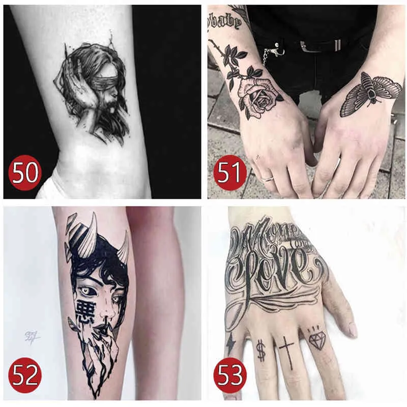 Tatuagem Temporária Adesiva de Mão Desenhos em Alta Qualidade