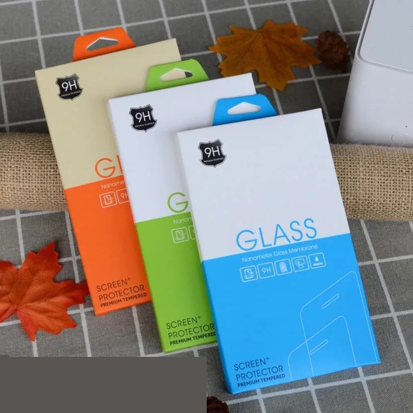 Härdad glasskärmsskydd Tomt Retail Box Package Pack Förpackning Färglådor för iPhone 11 12 Pro XS Max XR X 8 Samsung S20 S21