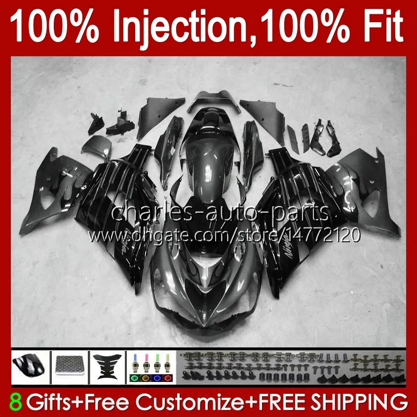 OEM Injection For KAWASAKI NINJA ZX14R ZZR-1400 ZX 14R 14 R ZZR1400 06-11 Body 4No.170 ZX-14R 06 07 08 2009 2010 2011 ZZR 1400 CC 2006 2007 2008 09 10 11 Fairing black grey