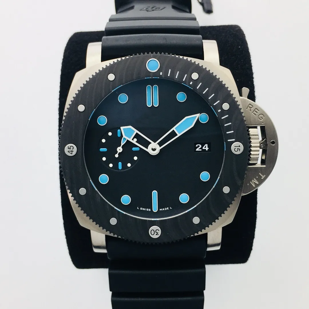 Vs PAM000799 47mm armbandsur Män Kolfiber roterande ram super lysande klockor p9010 automatisk maskinrörelse vakt