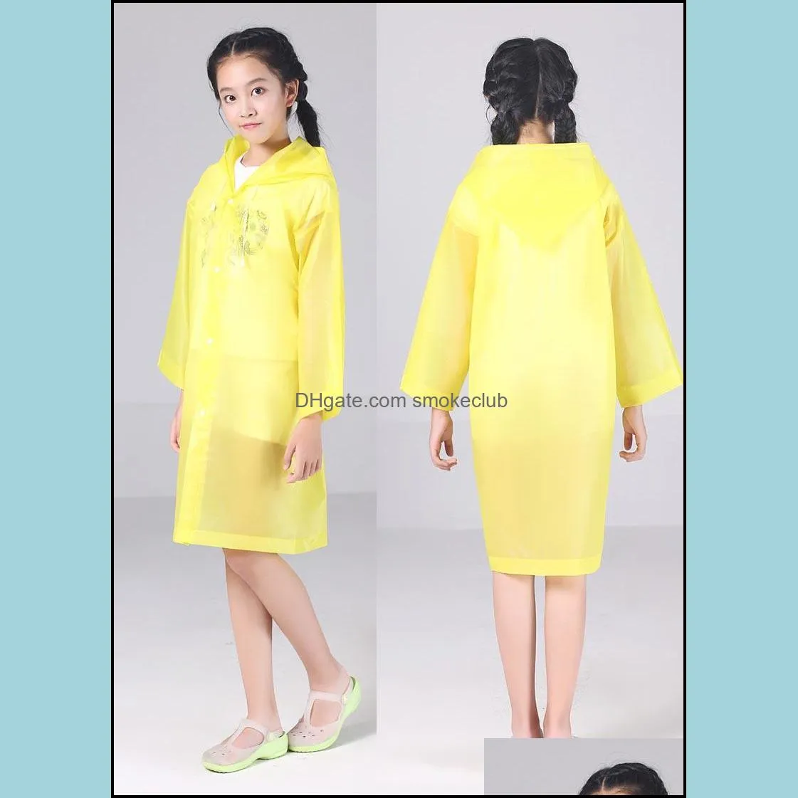 Kids Hooded Transparent Jacket Raincoats Rain Coat Poncho Raincoat Cover Long Girl Boy Rainwear 5 Colors