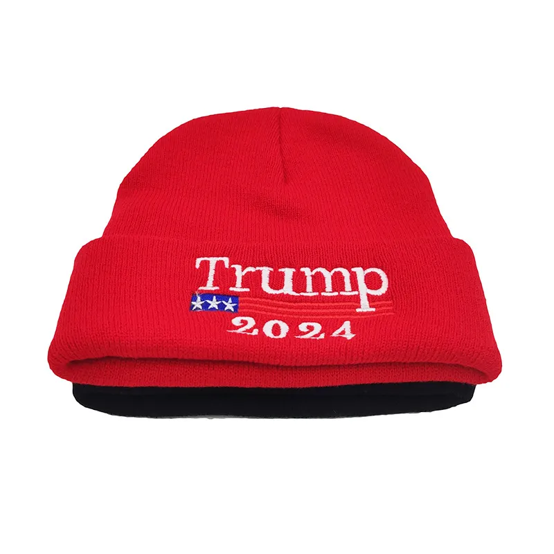 2024 Donald Trump Stickad hatt Woolen Caps Förvara Amerika Bra broderade mössa Cap Unisex Warm Winter Beanie