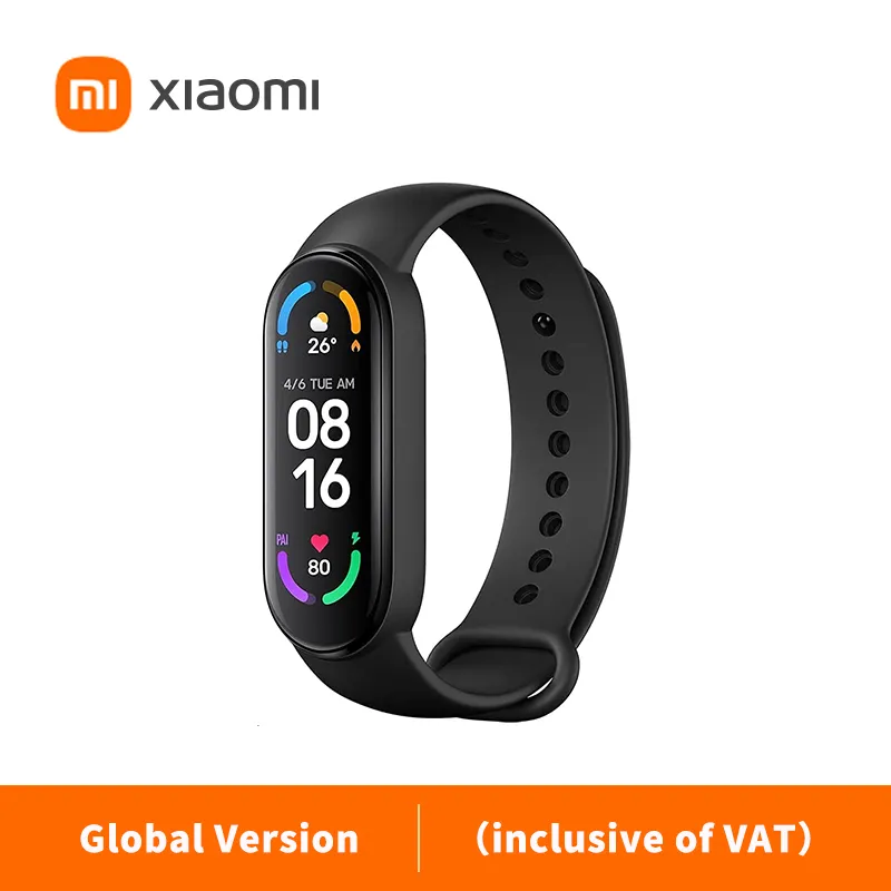 Original Xiaomi MI Band 6 Pulsera deportiva Rastro cardíaco Fitness Tracker MIBAND 1.56 "Pulsera de color inteligente de la pantalla AMOLED (incluido el IVA)