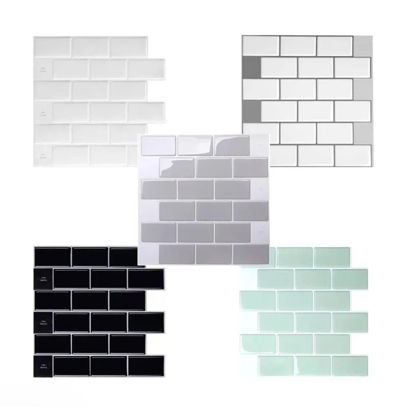 Wall Stickers Bathroom Ceramic Brick Sticker Wallpaper 3D Decor Kitchen DIY Self-Adhesive Waterproof