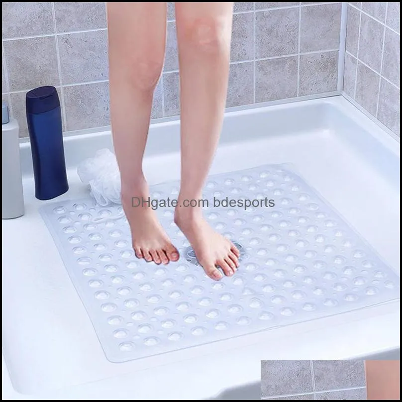 Bath Mats Square Non-Slip Shower Bathroom Floor Bathtub Mat With Suction Cups For Home Els Restaurants Balcony 53x53cm