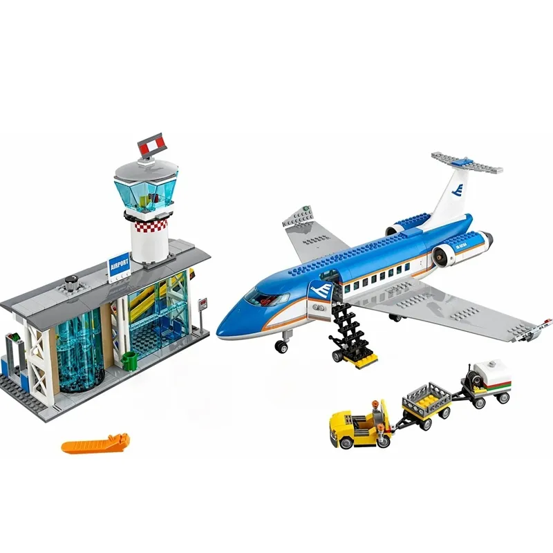 Airport Passenger Terminal City 82031 Airplane Model Building Blocks Bricks International Airport Station 60104 Airplane Blocks X0503